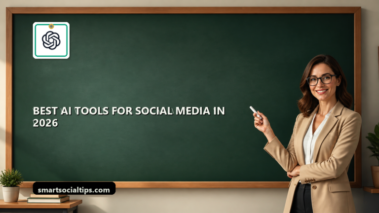 Best AI Tools for Social Media in 2026 (Tested by Category) - SmartSocialTips educational board cover