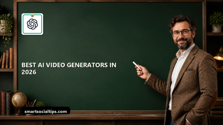 Best AI Video Generators in 2026: Tested, Ranked & Compared - SmartSocialTips educational board cover