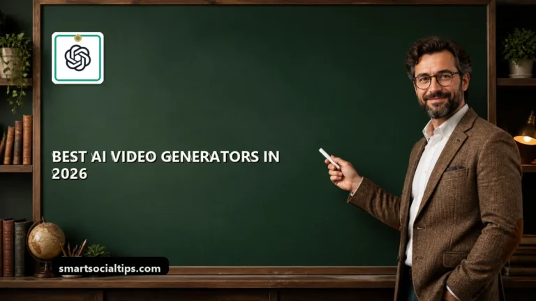 Best AI Video Generators in 2026: Tested, Ranked & Compared - SmartSocialTips educational board cover