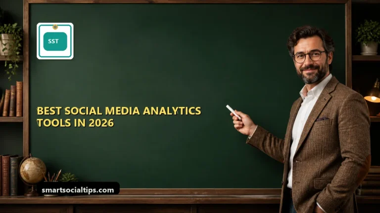 Best Social Media Analytics Tools in 2026 (Free & Paid) - SmartSocialTips educational board cover