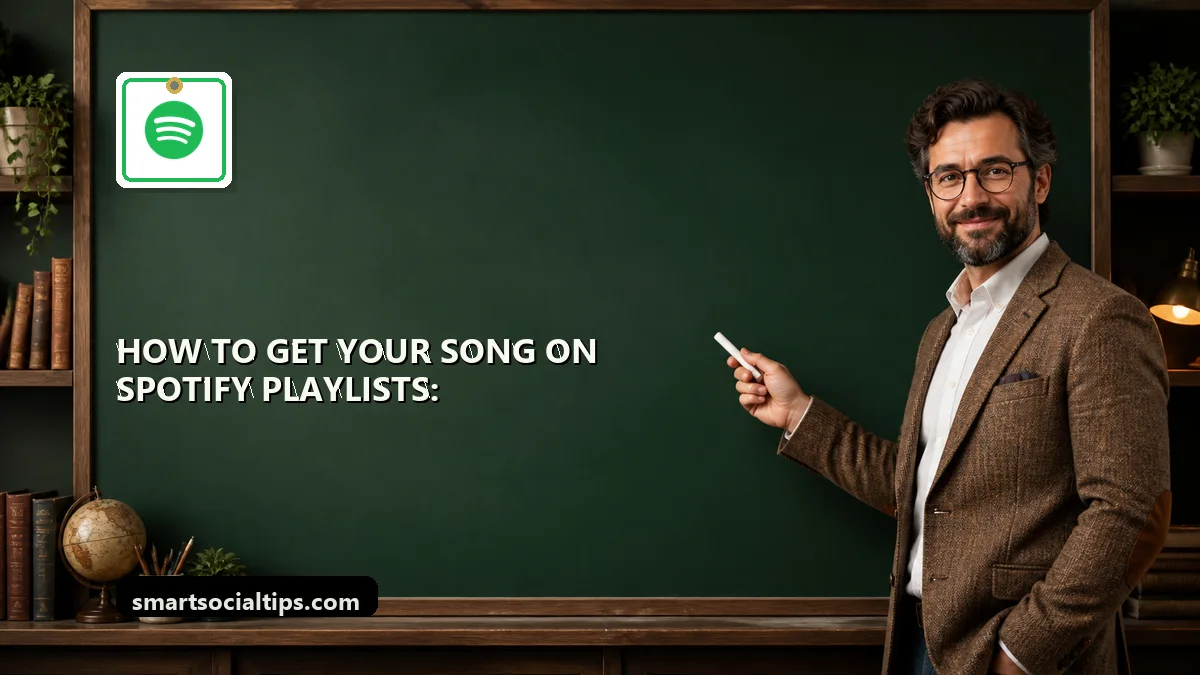 How to Get Your Song on Spotify Playlists: A 2026 Pitching Guide - SmartSocialTips educational board cover