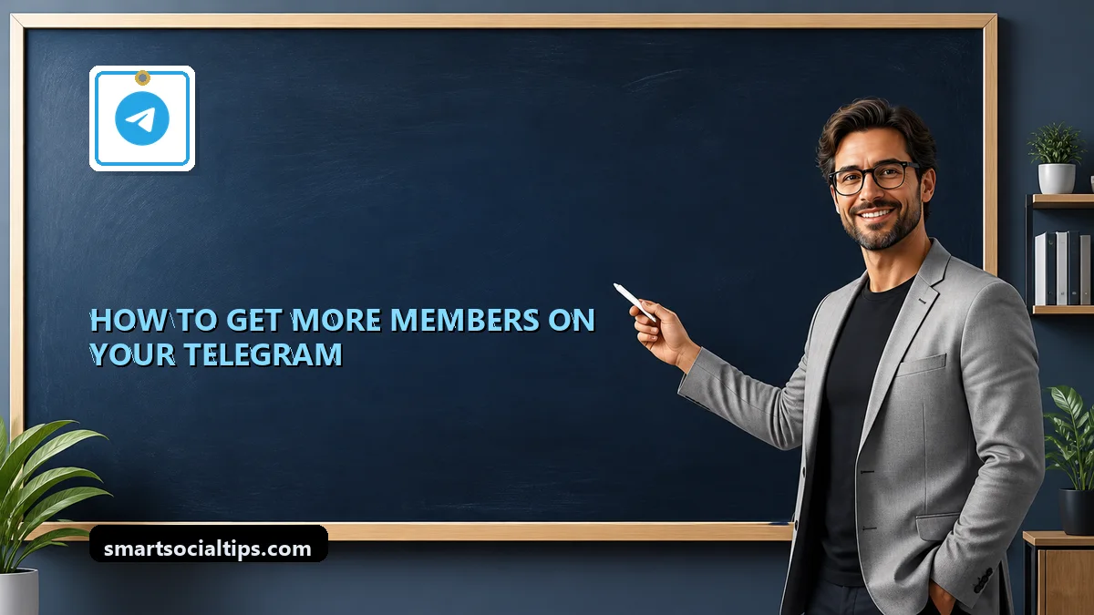How to Get More Members on Your Telegram Channel - SmartSocialTips educational board cover