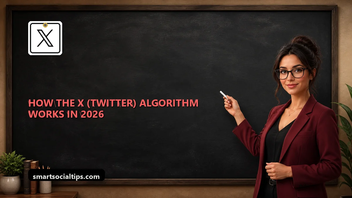 How the X (Twitter) Algorithm Works in 2026: The Ranking Pipeline Explained - SmartSocialTips educational board cover