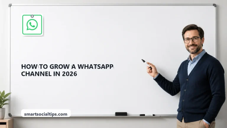 How to Grow a WhatsApp Channel in 2026: A Practical Playbook - SmartSocialTips educational board cover