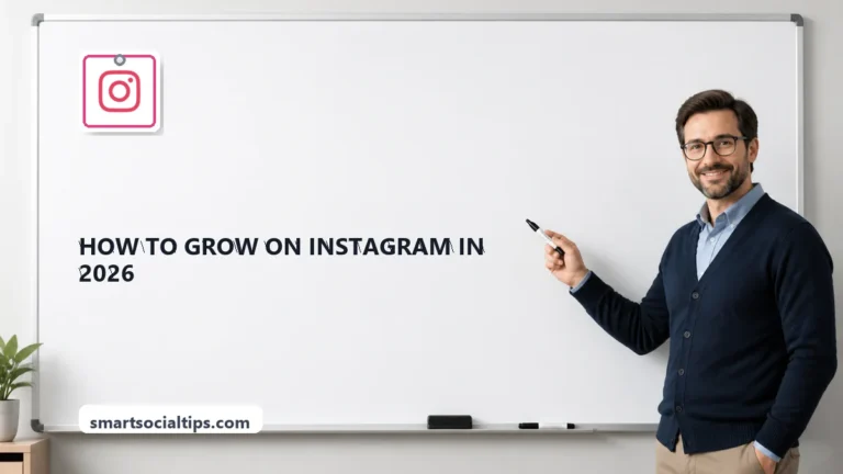 How to Grow on Instagram in 2026: A Complete Growth Guide - SmartSocialTips educational board cover