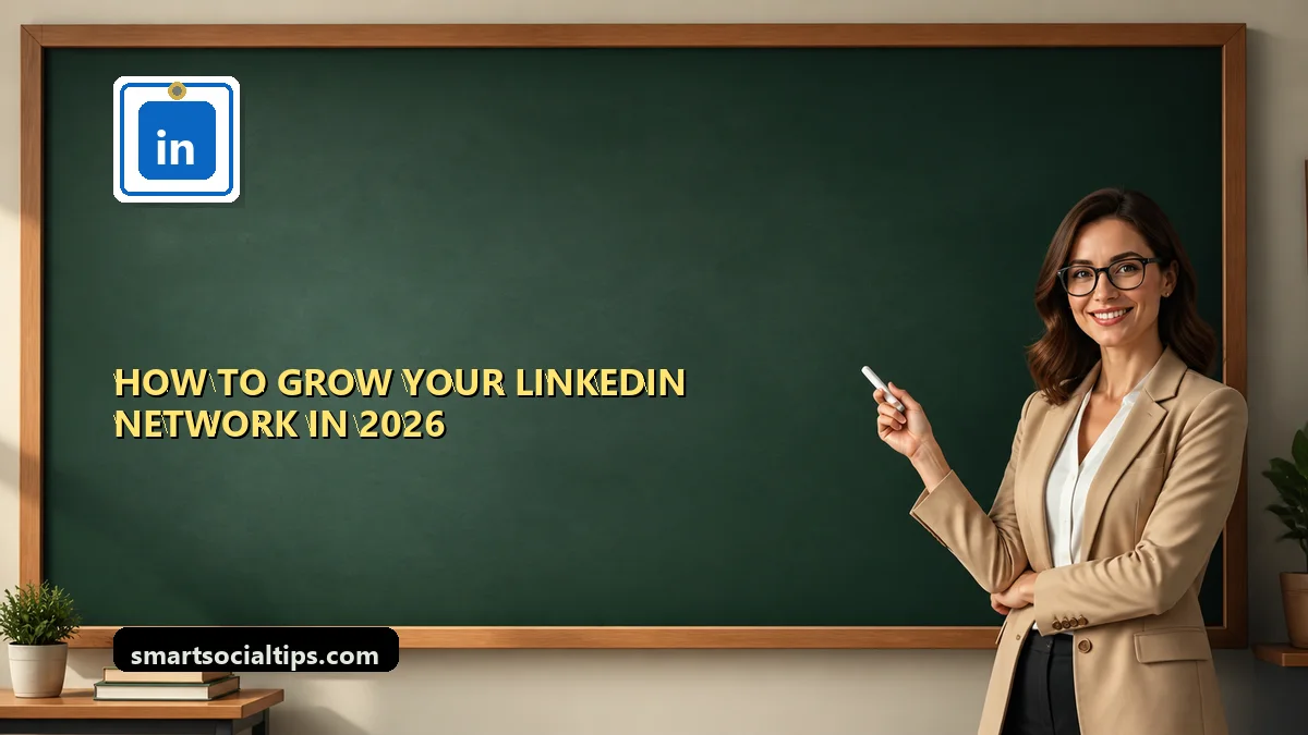 How to Grow Your LinkedIn Network in 2026: The Complete Playbook - SmartSocialTips educational board cover