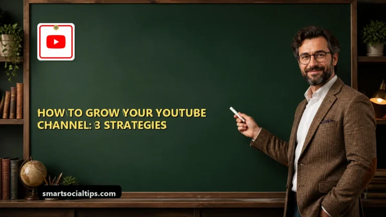 How to Grow Your YouTube Channel: 3 Strategies That Work - SmartSocialTips educational board cover