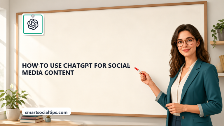 How to Use ChatGPT for Social Media Content in 2026 (With Prompts) - SmartSocialTips educational board cover