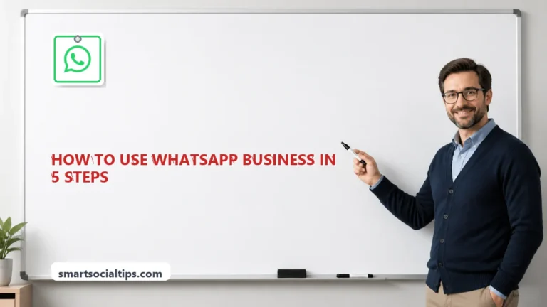 How to Use WhatsApp Business in 5 Steps (2026 Guide) - SmartSocialTips educational board cover