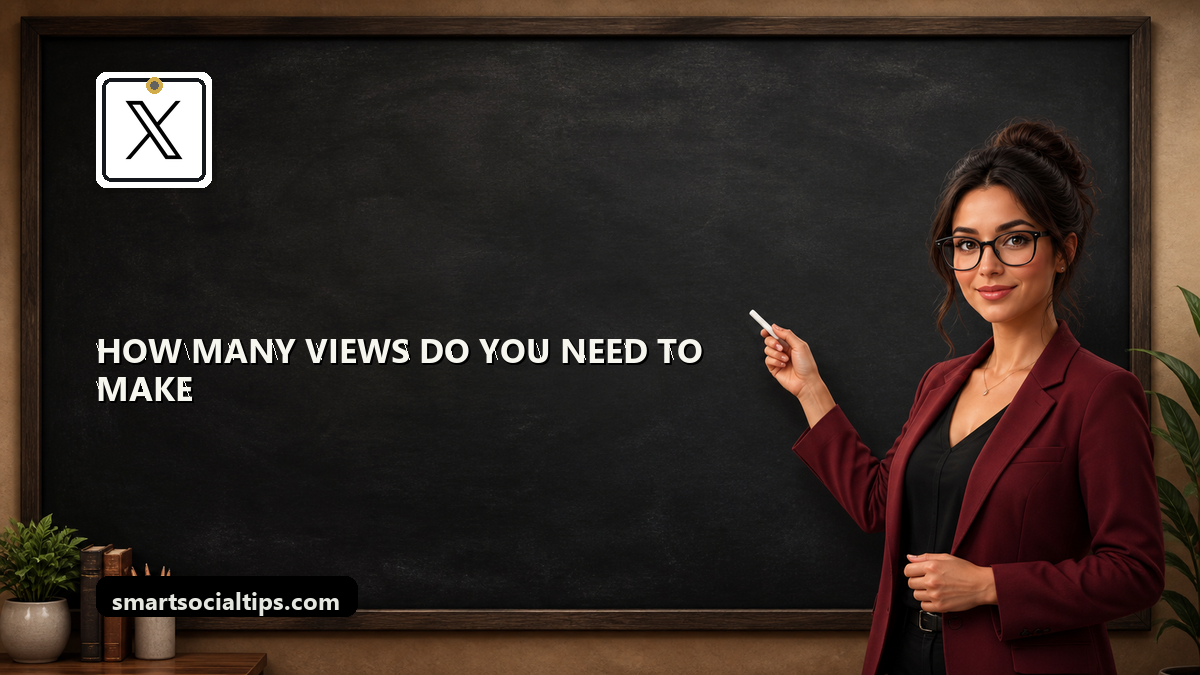 How Many Views Do You Need to Make Money on X? (2026) - SmartSocialTips educational board cover