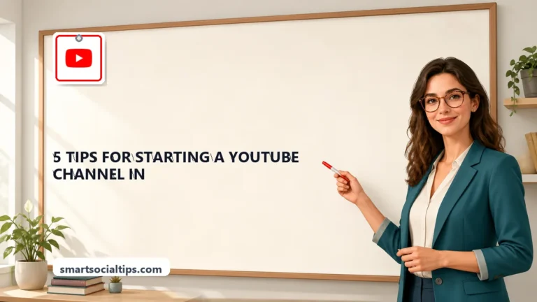5 Tips for Starting a YouTube Channel in 2026 (That Actually Grow) - SmartSocialTips educational board cover