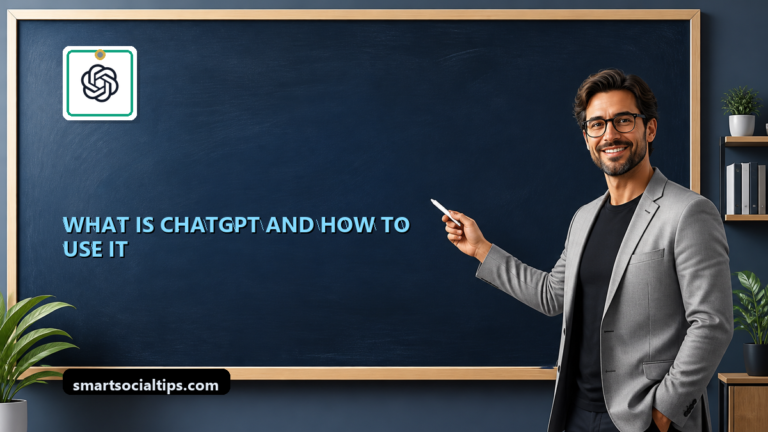 What Is ChatGPT and How to Use It: A Beginner’s Guide - SmartSocialTips educational board cover