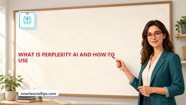 What Is Perplexity AI and How to Use It (2026 Guide) - SmartSocialTips educational board cover
