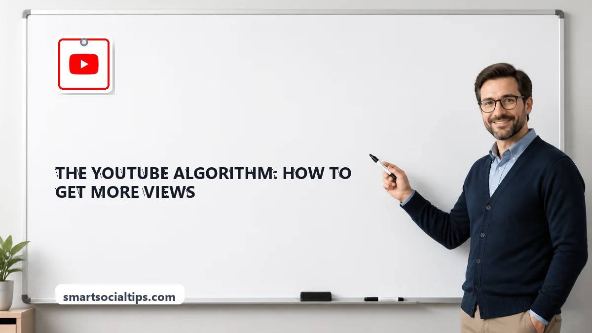 The YouTube Algorithm: How to Get More Views in 2026 - SmartSocialTips educational board cover